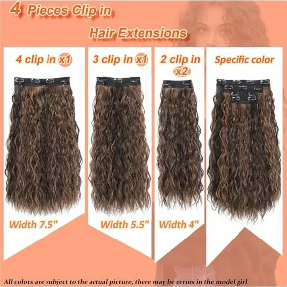 Hair Extensions Clip 18 Inch Synthetic Black&Brown